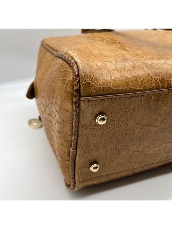 Brahim Brown Embossed Leather Shoulder Bag main image 7